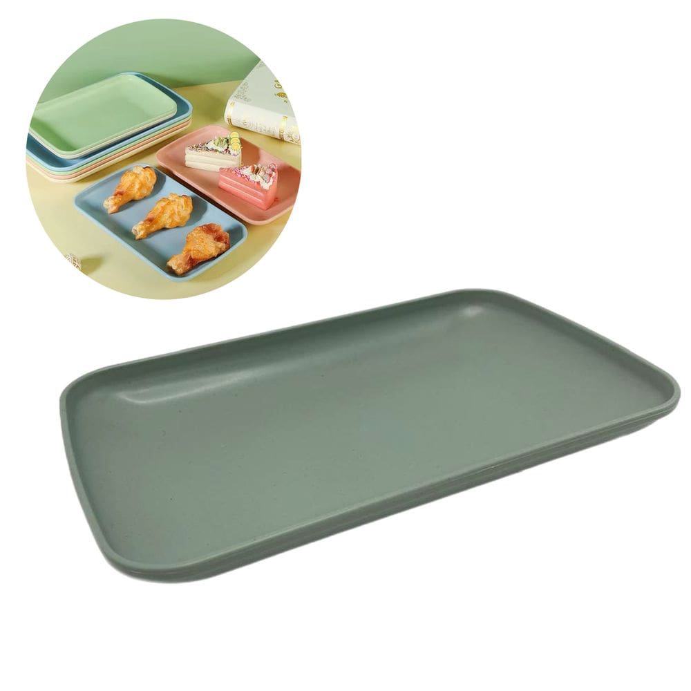 Kit 6Pçs Travessa de Bambu PP Para Servir Bandeja 21x14cm