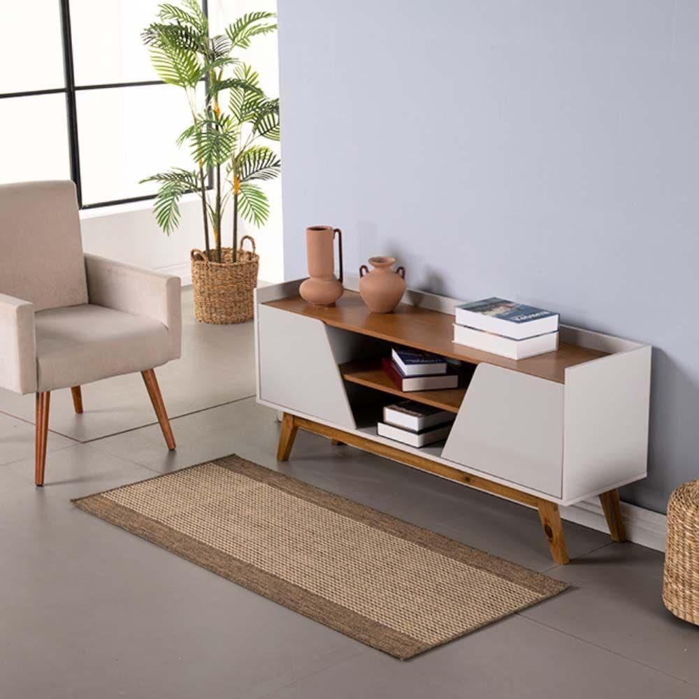 Tapete Passadeira Sisal 3,00m X 66cm Base Antiderrapante Para Corredor Cozinha Quarto Sala Mescla 2