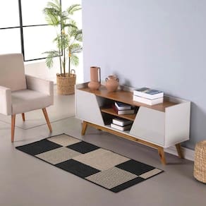 Tapete Passadeira Sisal 3,00m X 66cm Base Antiderrapante Para Corredor Cozinha Quarto Sala Preto