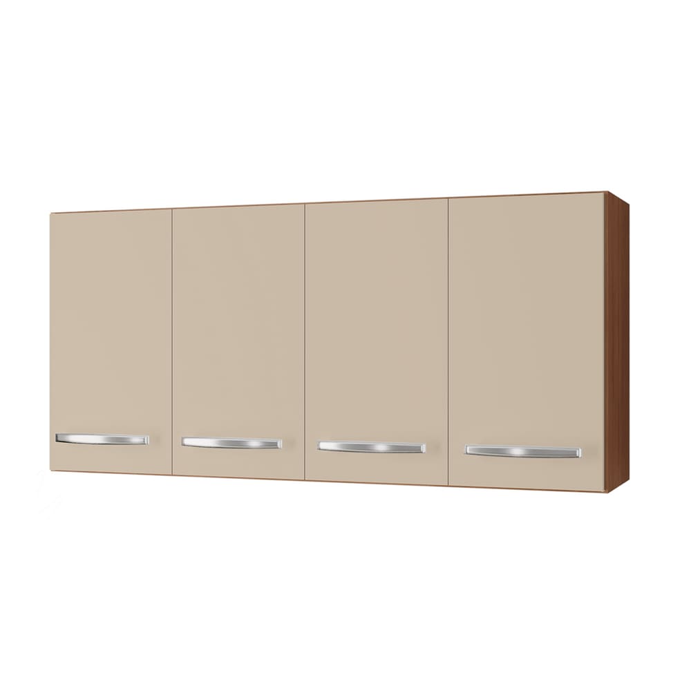 Armário Aéreo de Cozinha 1,20 com 4 Portas Mara Savana/off White - Moblis