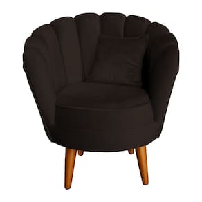 Poltrona Pétala Elegancia Decorativa Com Pés De Madeira Marrom