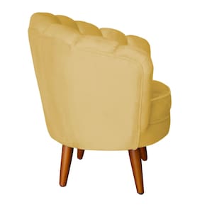 Poltrona Pétala Elegancia Decorativa Com Pés De Madeira Amarelo