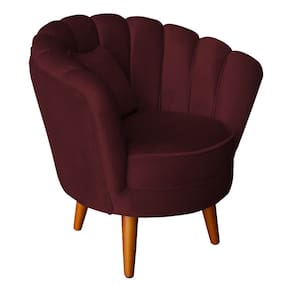 Poltrona Pétala Elegancia Decorativa Com Pés De Madeira Bordo