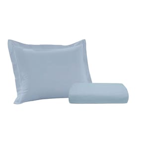 Kit Lencol Elástico e Fronha Solteiro 230 Fios Reffinata Buettner Azul