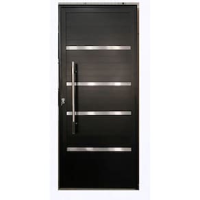 Porta Lambril c/friso 2,10x60 lado ESQUERDO L-25 no alumínio preto c/puxador redondo