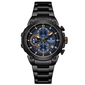 Relógio Masculino Quartzo Com Cronógrafo Esportivo Impermeavel Em Aço Inoxidável Preto Marinho