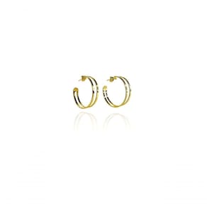 Brinco Argola Media Dupla Vazada Banhado Em Ouro 18k
