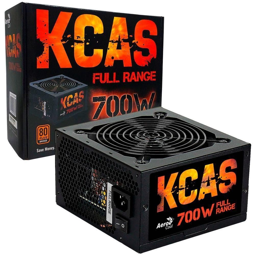 Fonte Gamer Atx Aerocool Kcas 700w, 80 Plus Bronze, Pfc Ativo