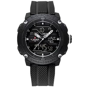 Relógio Esportivo Masculino Dupla Exibição De Quartzo Pulseira Silicone 5atm À Prova Da Água Preto
