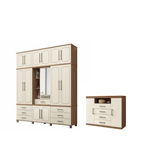 Kit Guarda Roupa e Cômoda Charlie Jatoba Areia