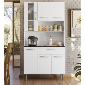 Kit de Cozinha Carol 91cm 6 Portas 1 Gaveta - Branco Poliman