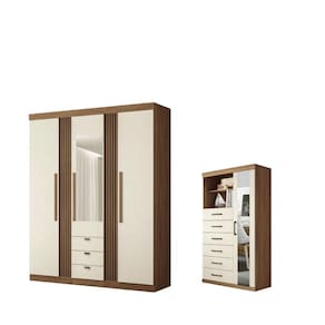 Conjunto de Quarto Jasmine com Espelho Jatoba Areia