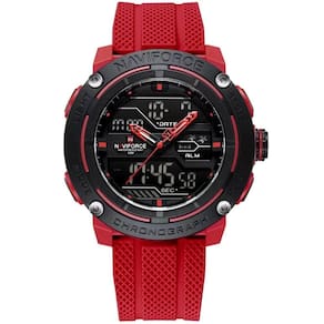 Relógio Esportivo Masculino Dupla Exibição De Quartzo Pulseira Silicone 5atm À Prova Da Água Vermelho
