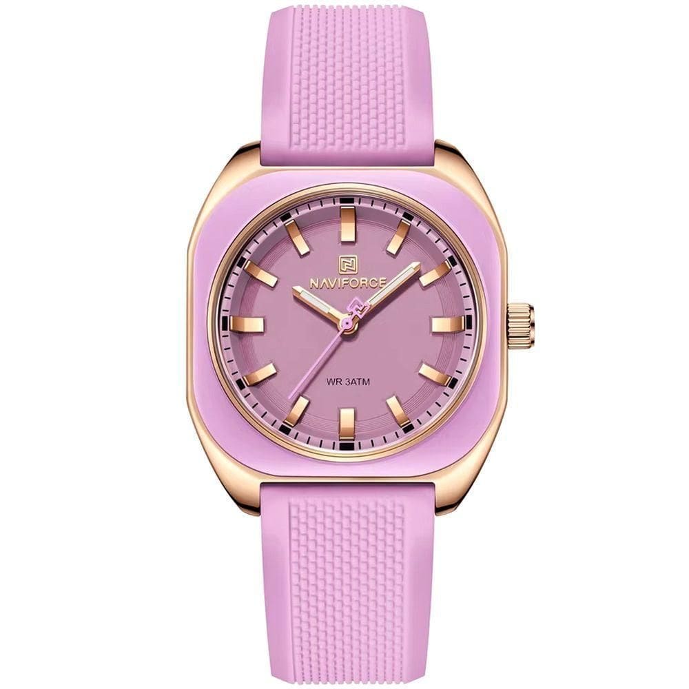 Relógio Feminino De Quartzo Casual Com Pulseira De Silicone Impermeavel 3atm Roxo