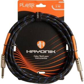 Cabo Para Instrumentos Player P10 Textil 3m Preto-azul Hayonik