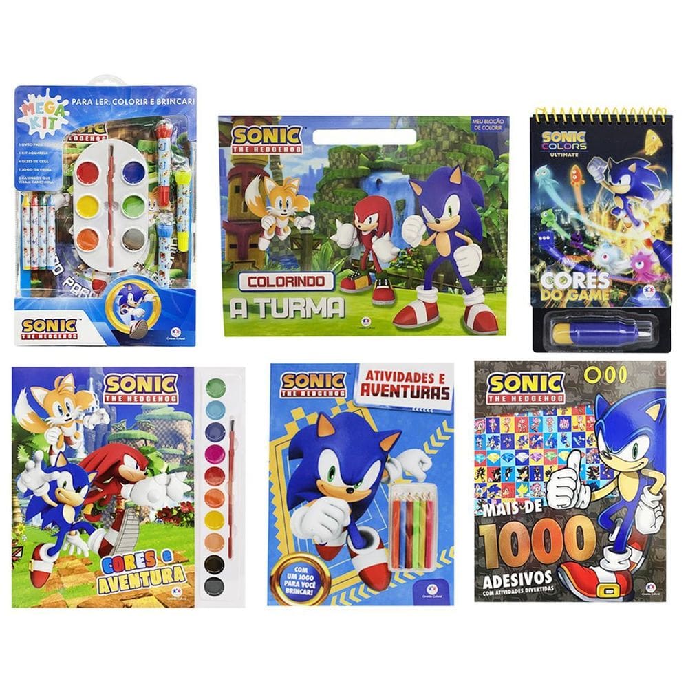 Kit Do Sonic Com Livros De Atividades E Passatempos Colorir