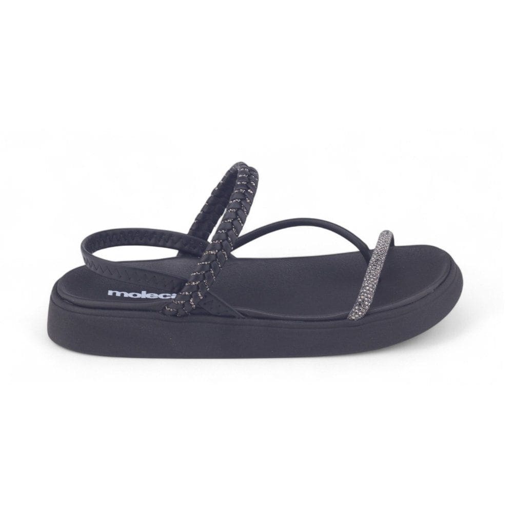 Sandália Papete Feminina Moleca 5499.106 Brilho Strass