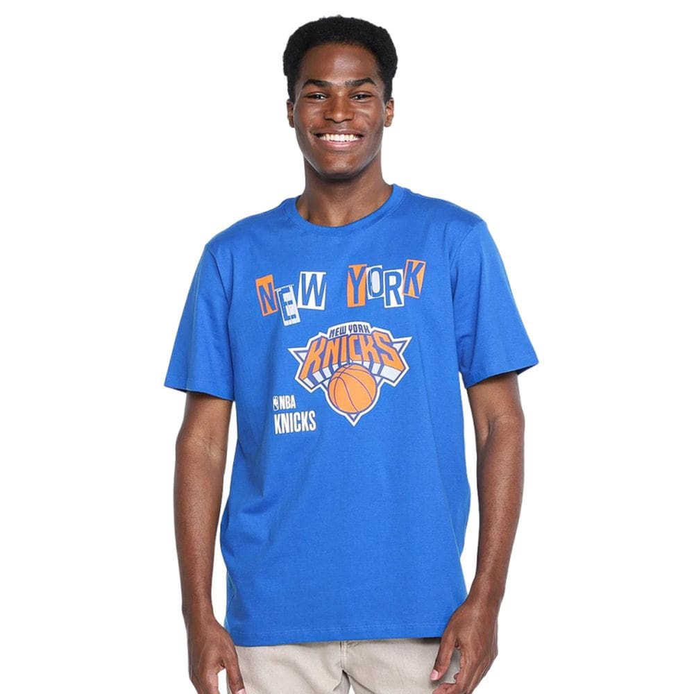 Camiseta Nba Masculina New York Knicks Collage