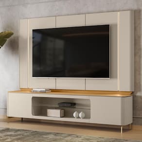 Conjunto Painel e Rack Quebec Tauari Off White