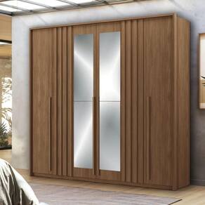 Kit Guarda Roupa 6 Portas e Cômoda Cotia Jatoba