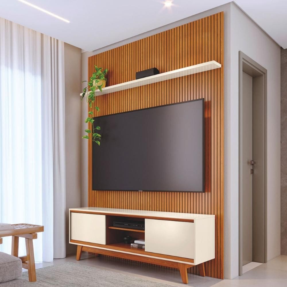 Conjunto Painel e Rack Moonshadow Cinamomo Off White