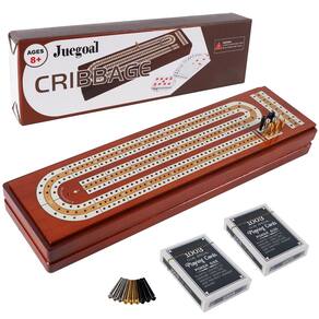 Conjunto de jogos de tabuleiro Cribbage Juegoal Upgrade Wood 3 Track com armazenamento