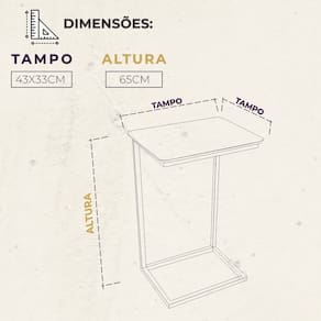 Mesa de Apoio Lateral para Sofá com Base de Metal Tampo Cromado/Mel