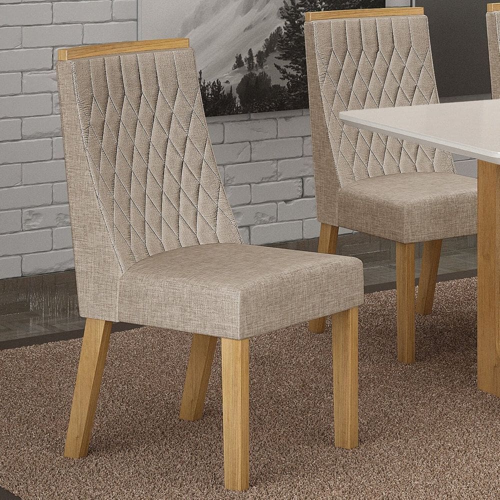 Conjunto 2 Cadeiras para Sala de Jantar Luna Cinamomo/Bege