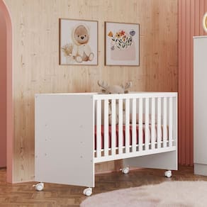 Berço Grade fixa Doce Sonho Reto 95,0cm x 132,4cm x 64,0cm Branco