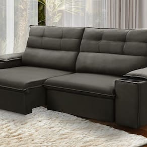 Sofá Retrátil e Reclinável Vannes 2,25cm com Porta Copos e Objetos Marrom
