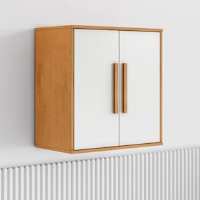 Armário Aéreo para Cozinha 2 Portas Lorena Marrom/Off White
