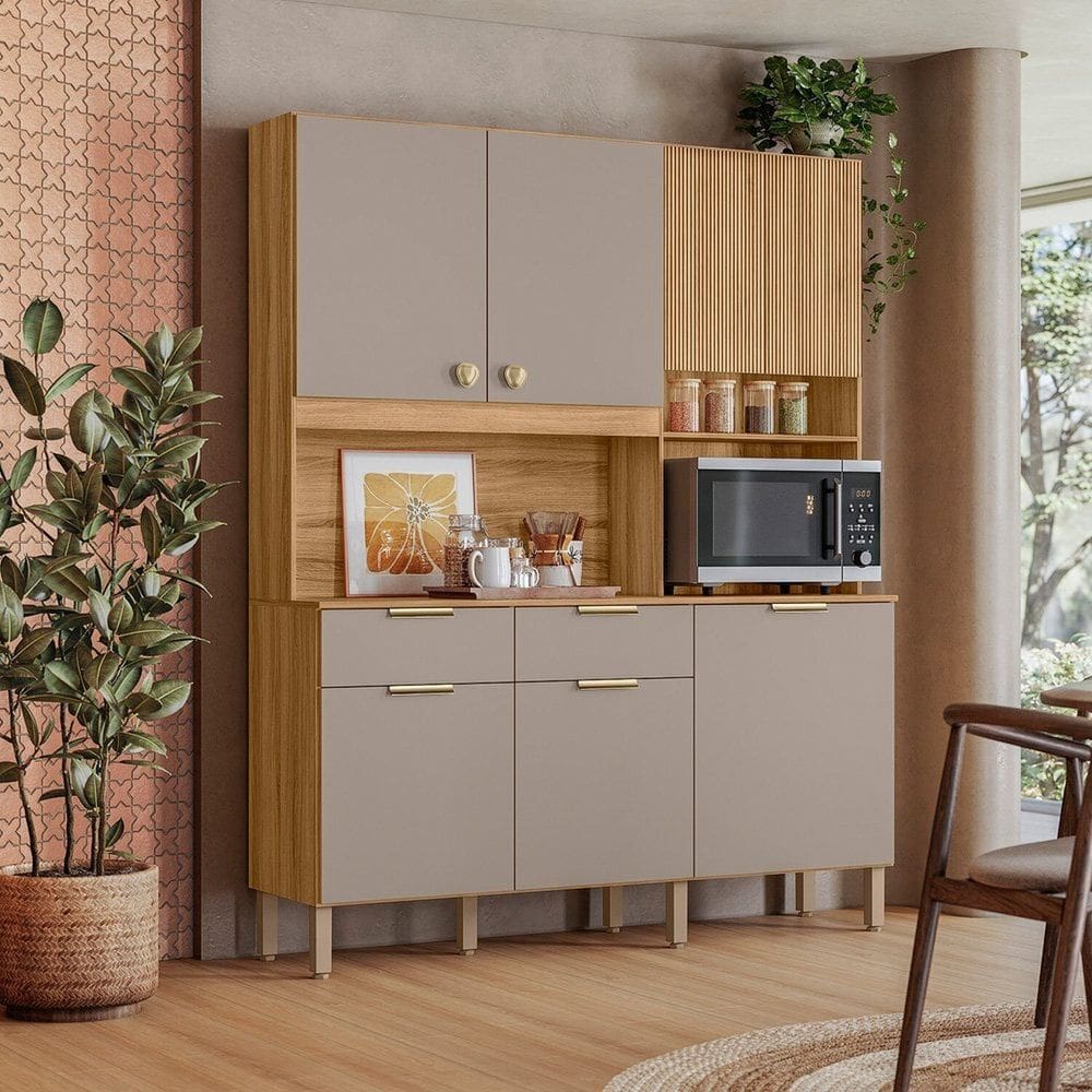 Armário de Cozinha 7 Portas 2 Gavetas Tropical Freijó/ Fendy