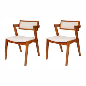 Conjunto 2 cadeiras de Madeira Maciça e Estofada Ímola Authentic Espresso Móveis Champagnhe/Off White