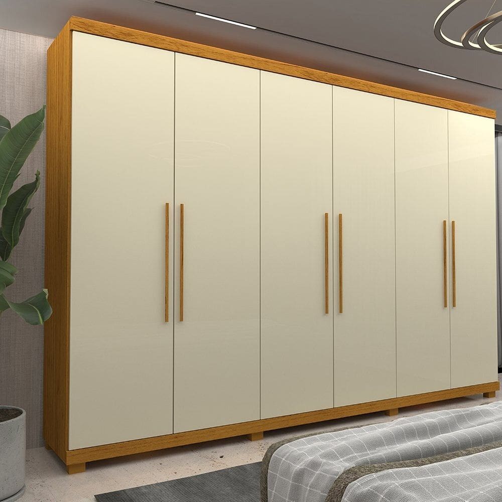 Guarda-Roupa Casal 6 Portas Absolut New 100% MDF Naturale/Off White