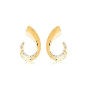 Brinco Elegante Cravejado Banhado A Ouro 18k