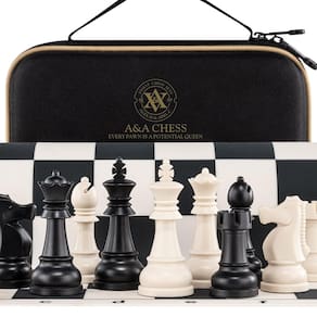 Conjunto de xadrez A&A, tabuleiro de xadrez dobrável de silicone com bolsa de armazenamento