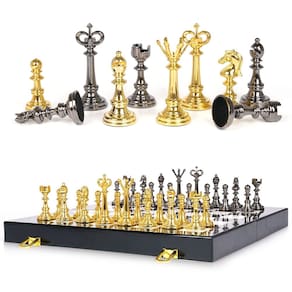 Conjunto de xadrez e conjunto de jogos de damas Kvintes 38 cm com caixa de armazenamento