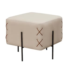 Puff Banqueta Eros Luxo Preto Castellar Móbile Corino Off White Corino Off White