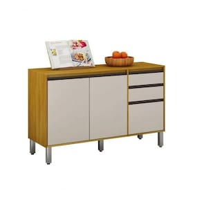 Balcão De Cozinha 3 Portas 2 Gavetas - Eduarda-cinamomo/off White - Chf Móveis
