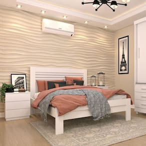 Cama Casal 100% Mdf - Safira-neve - Tcil Móveis