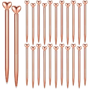 Caneta Thenshop de metal retrátil em forma de coração de 1,0 mm de tinta preta x24