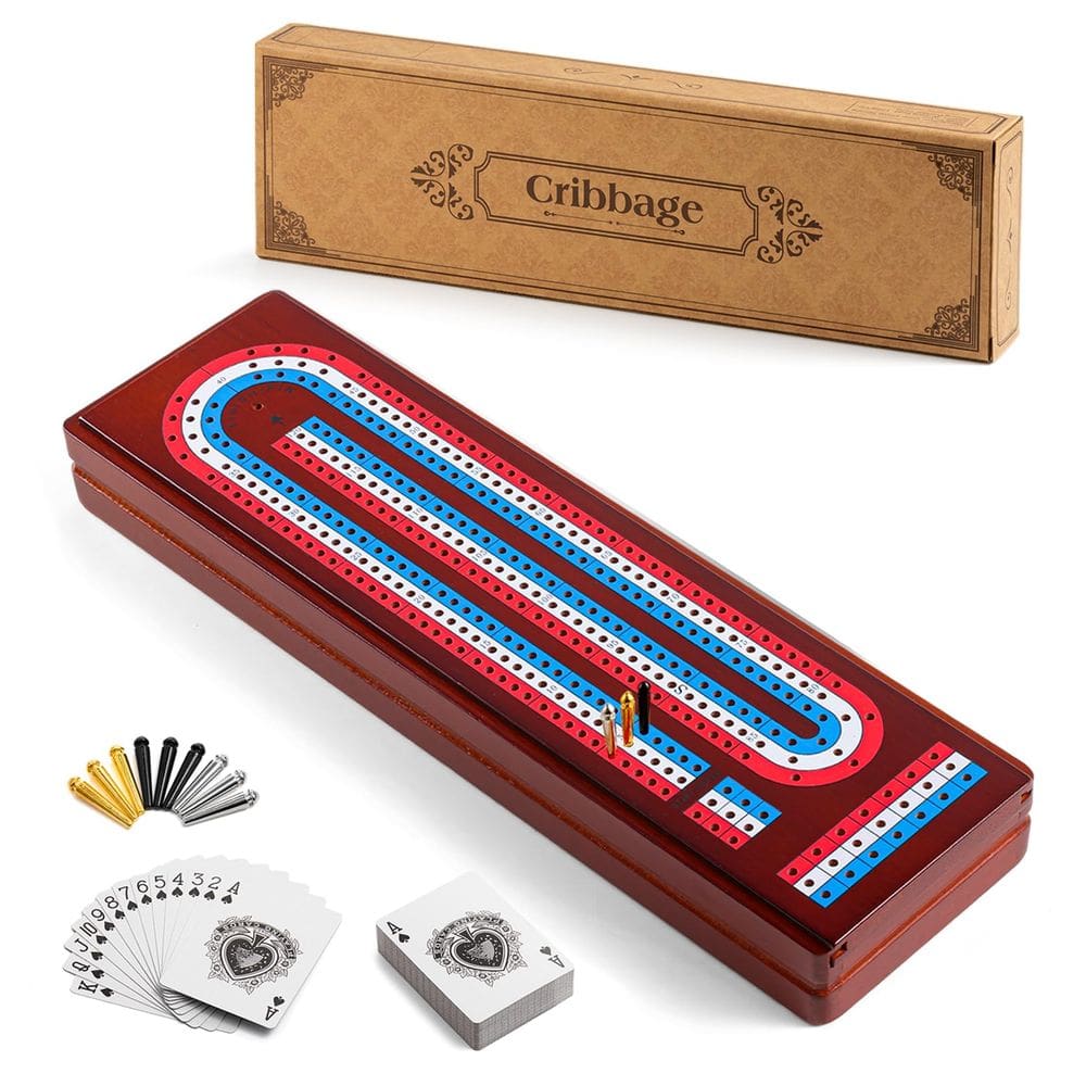 Conjunto de jogos de tabuleiro Cribbage Ceebyfa com grande armazenamento de madeira maciça