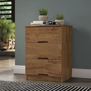 Mesa De Cabeceira Com 3 Gavetas - Londres-braúna - Móveis Europa
