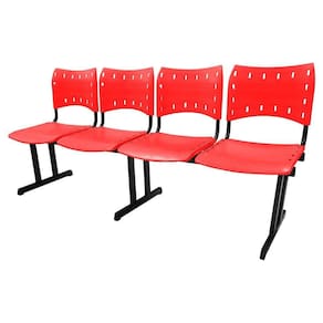 Cadeira Iso Pp Rp Longarina 4 Lugares Color Vermelho