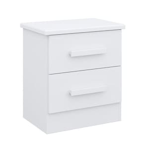 Mesa De Cabeceira Com 2 Gavetas - New Athos-branco - Móveis D`doro