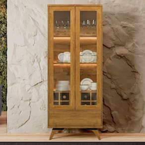 Cristaleira 2 Portas Com Led - Vitrum-naturale - Mavau Móveis