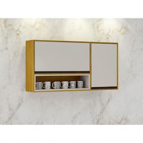Armário Aéreo Porta Condimentos 2 Portas - Eduarda-cinamomo-off White - Chf Móveis
