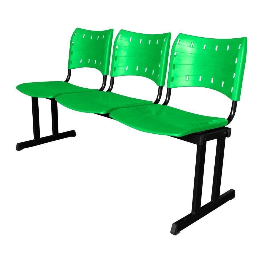 Cadeira Iso Pp Rp Longarina 3 Lugares Color Verde
