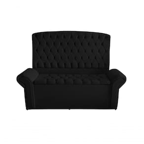 Kit Dubaí Cabeceira De Cama Box Casal E Recamier Baú Solteiro 90 Cm Suede Preto Eli Móveis
