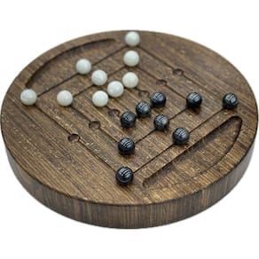 Jogo de tabuleiro Nine Men`s Morris Glass Marble Handmade Wood